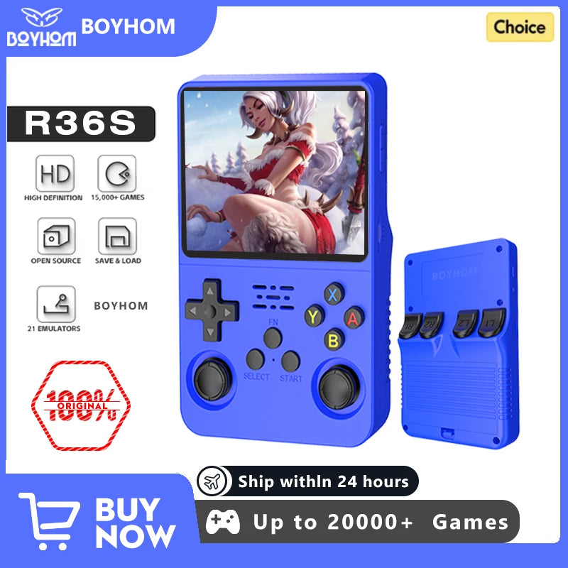 Open Source R36S Retro Handheld Video Game Console Linux System 3.5 Inch IPS Screen Portable Pocket Video Player R35S 64GB Games